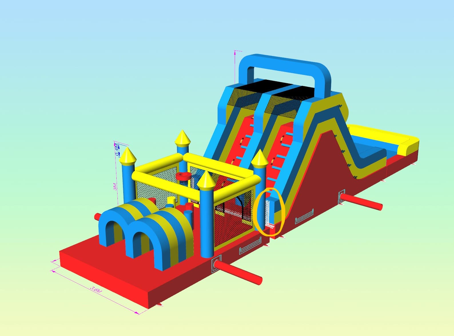 Triple-Lane Slide & Castle Combo — The design
